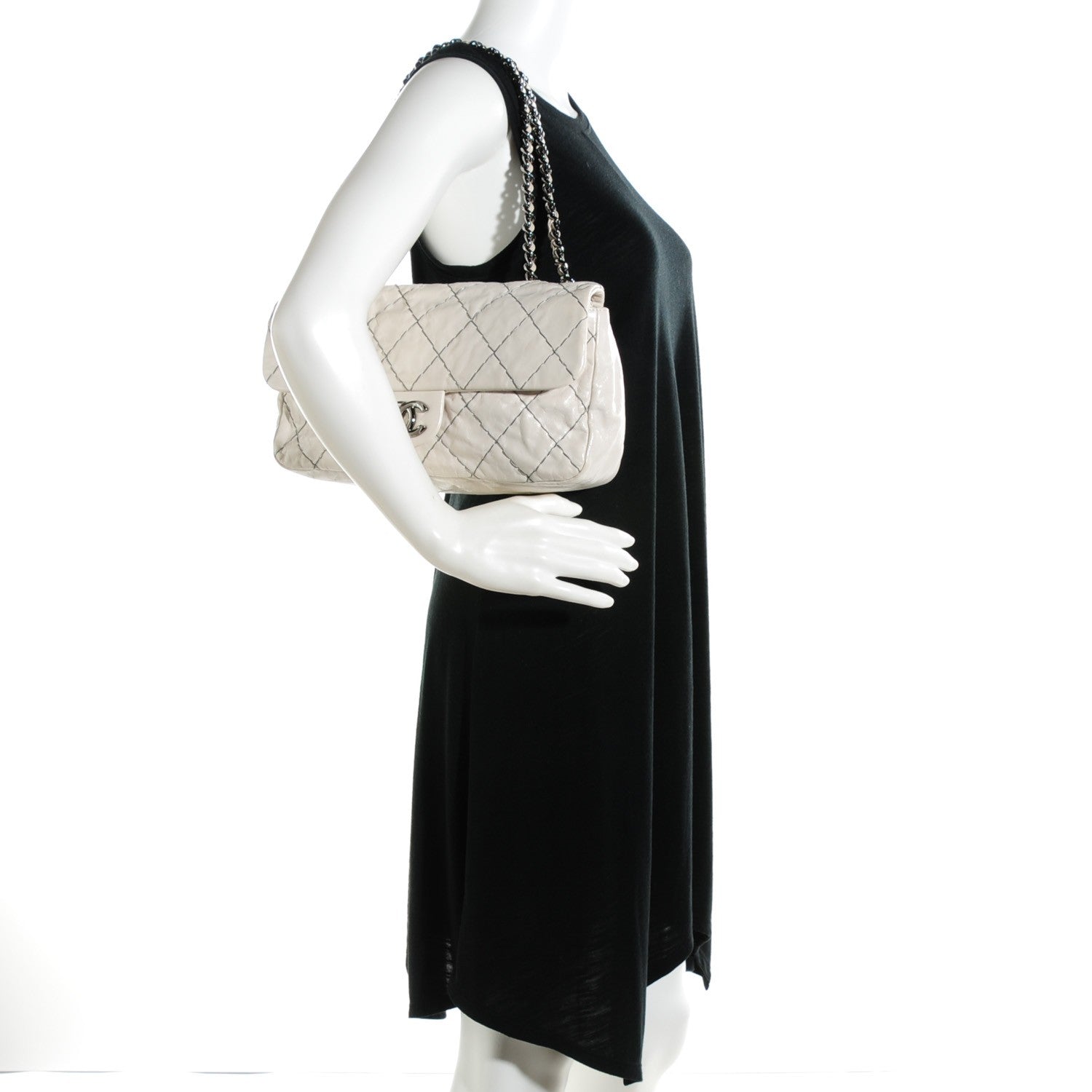 Chanel Glazed Goatskin Double Stitch Flap White 2 of 7