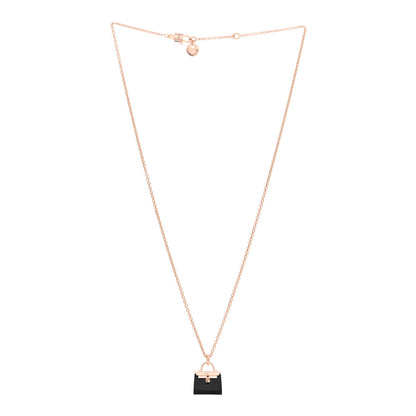 Hermes 18K Rose Gold Black Jade Kelly Amulettes Pendant Necklace 3 of 5