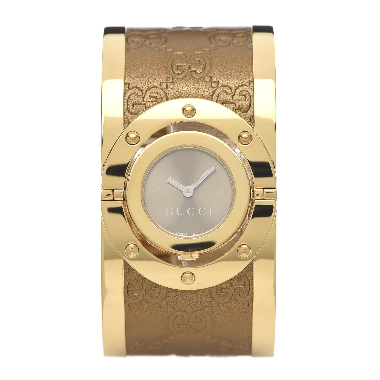 Gucci Stainless Steel Calfskin 33mm Twirl Quartz Watch Bronze 1 of 8