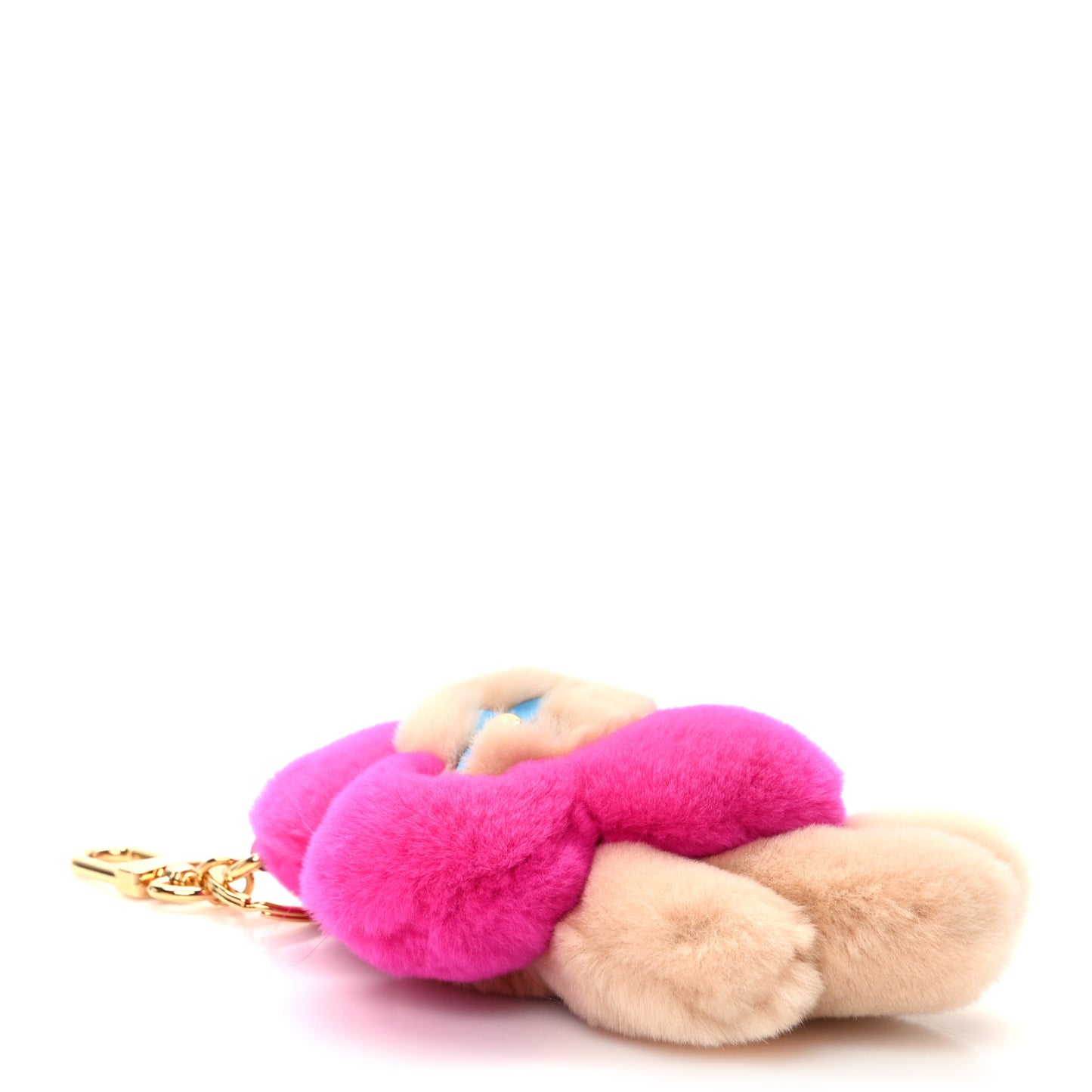 Mink Fur Vivienne Vision Bag Charm Key Holder Pink Beige
