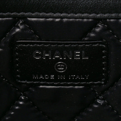 Chanel Striped Canvas Medium Deauville Cosmetic Pouch Grey Black 6 of 12