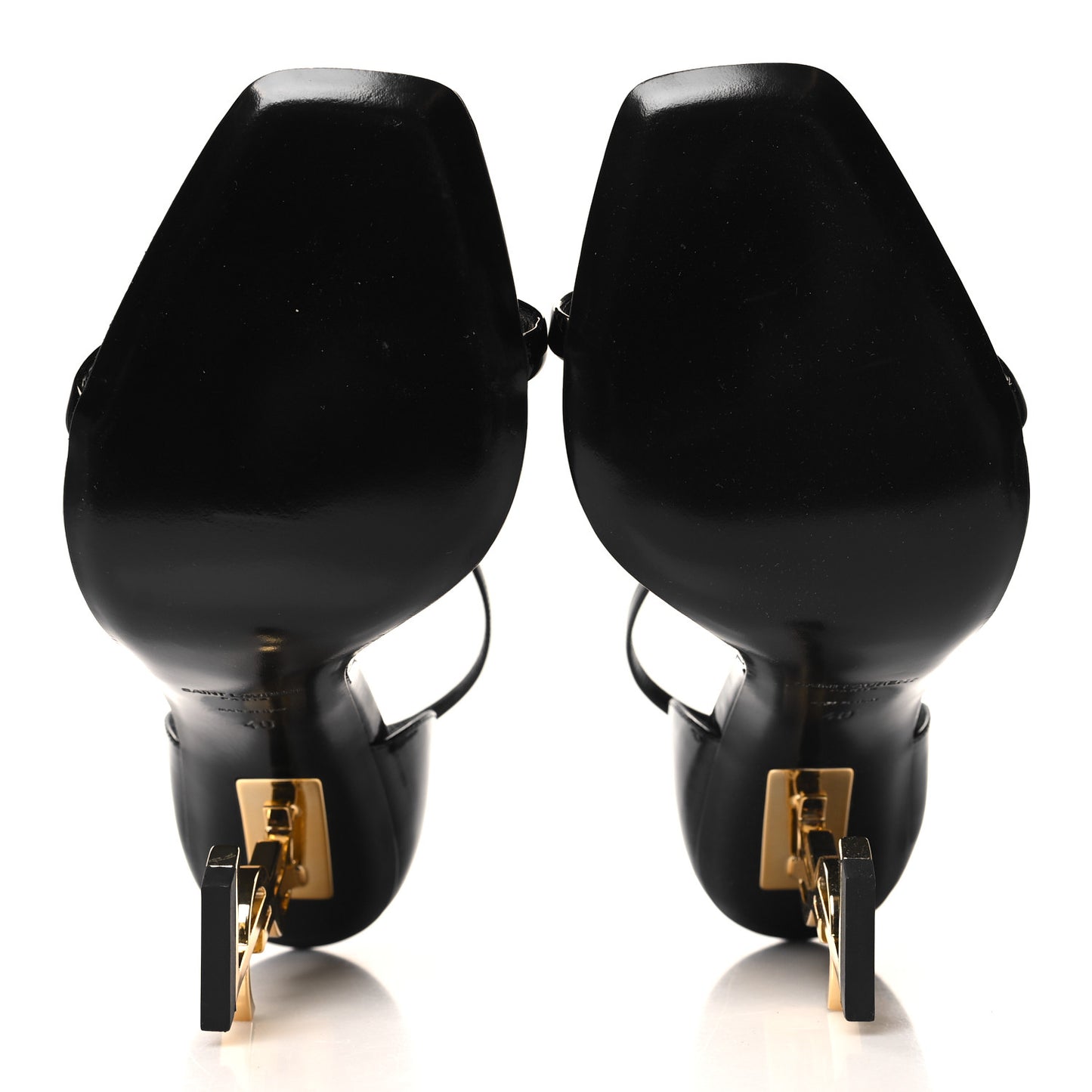 Patent Calfskin Opyum 110 Sandals 40 Black Gold