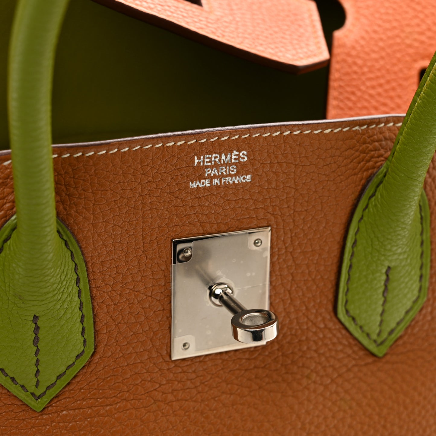 Togo Birkin 30 Gold Vert Anis Orange