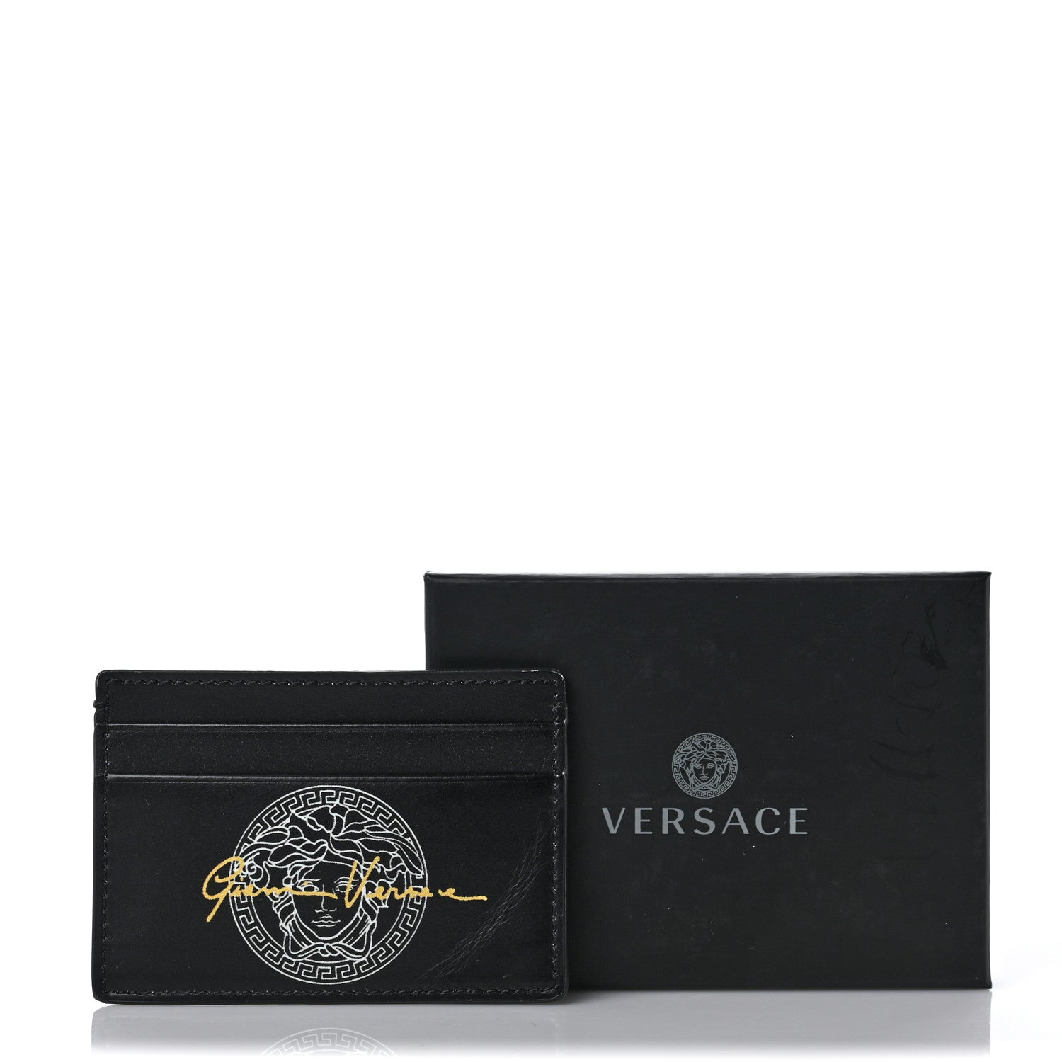 Versace Calfskin Logo Card Holder Black 7 of 7