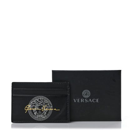 Versace Calfskin Logo Card Holder Black 7 of 7