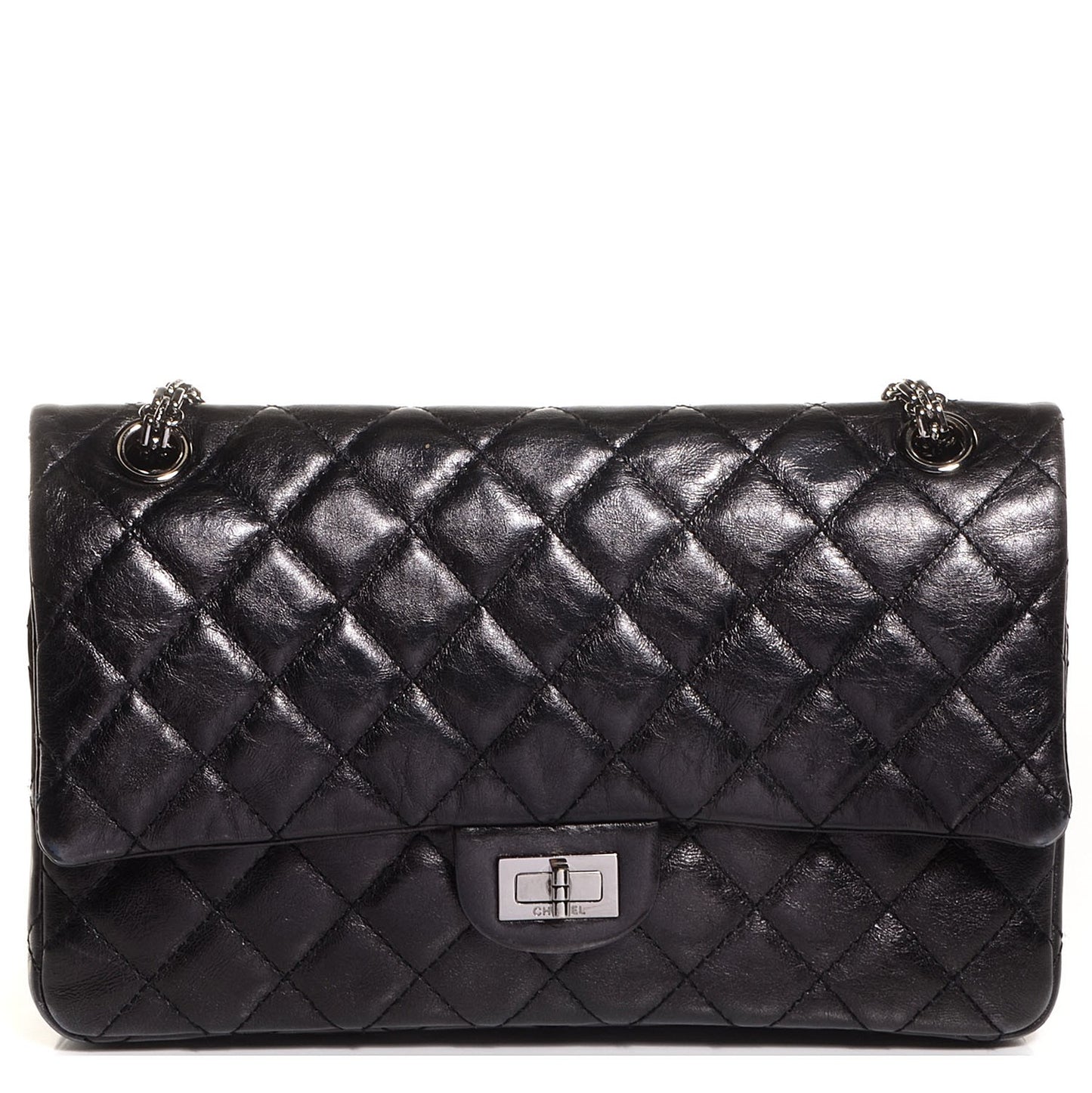Aged Calfskin 2.55 Reissue 226 Flap Metallic Black