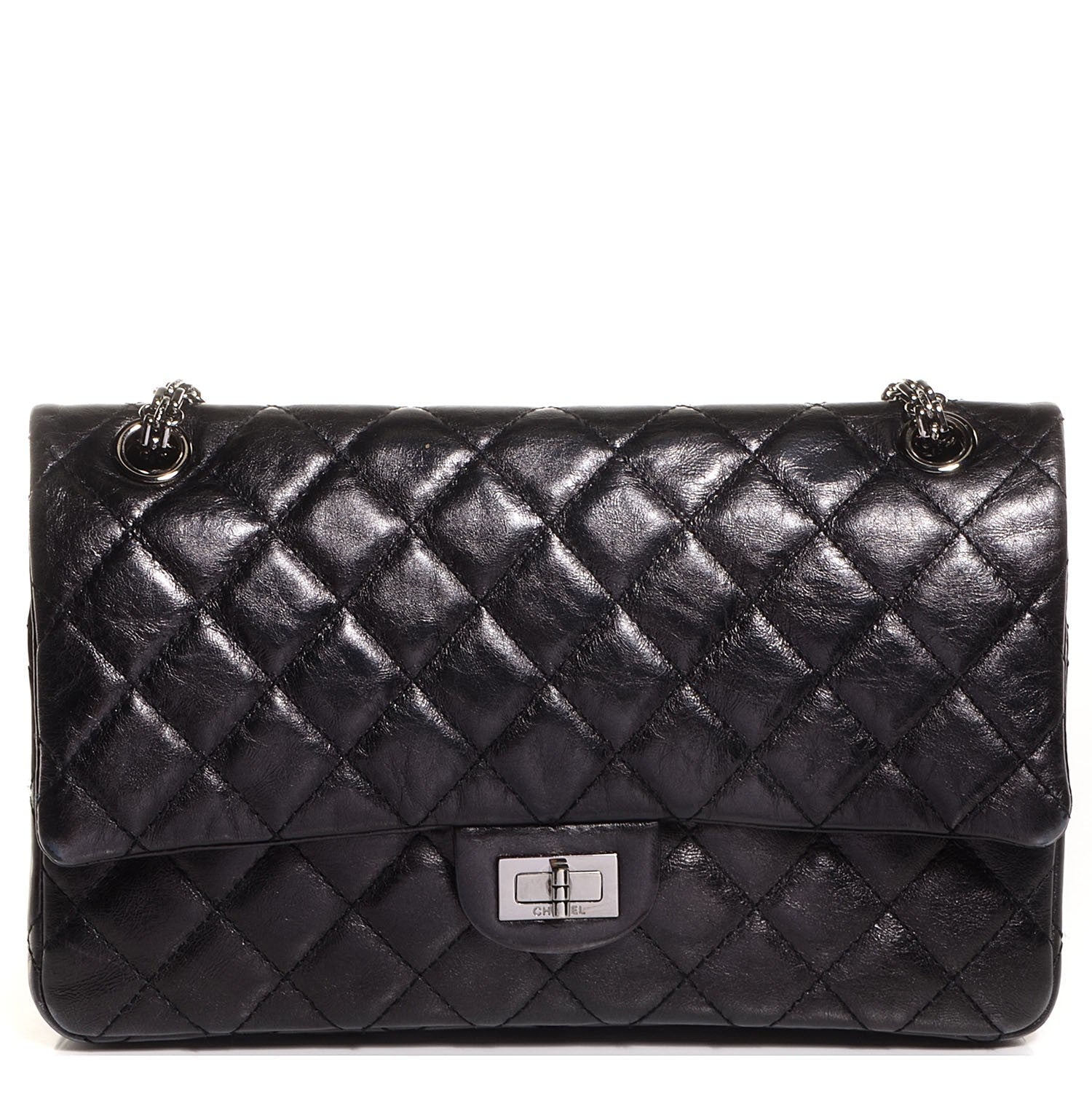 Chanel Aged Calfskin 2.55 Reissue 226 Flap Metallic Black 1 of 9