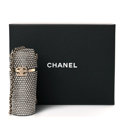 Chanel Metal Resin Lambskin Crystal Lipstick Case Long Necklace On Chain Silver Black Gold 9 of 9