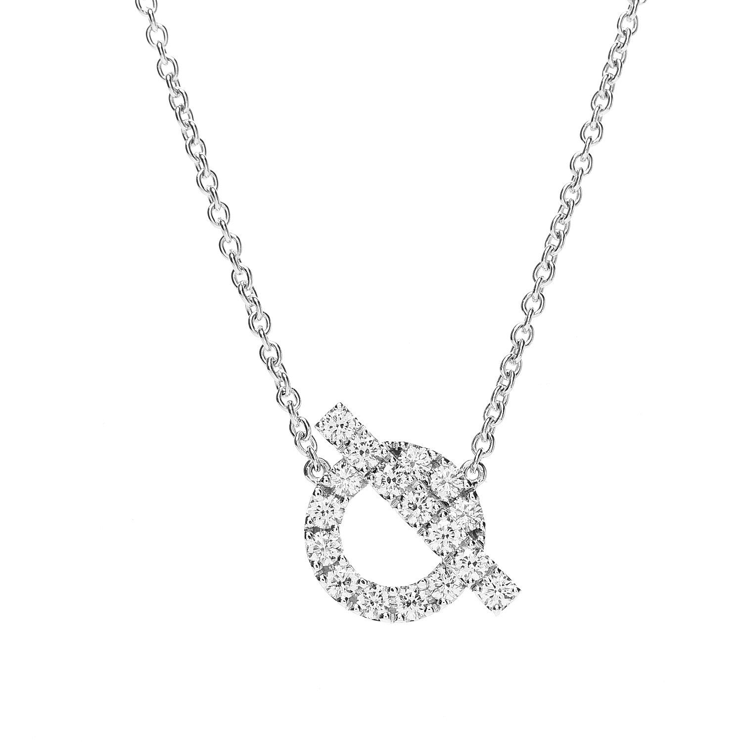 Hermes 18K White Gold Diamond Finesse Pendant Necklace 3 of 6