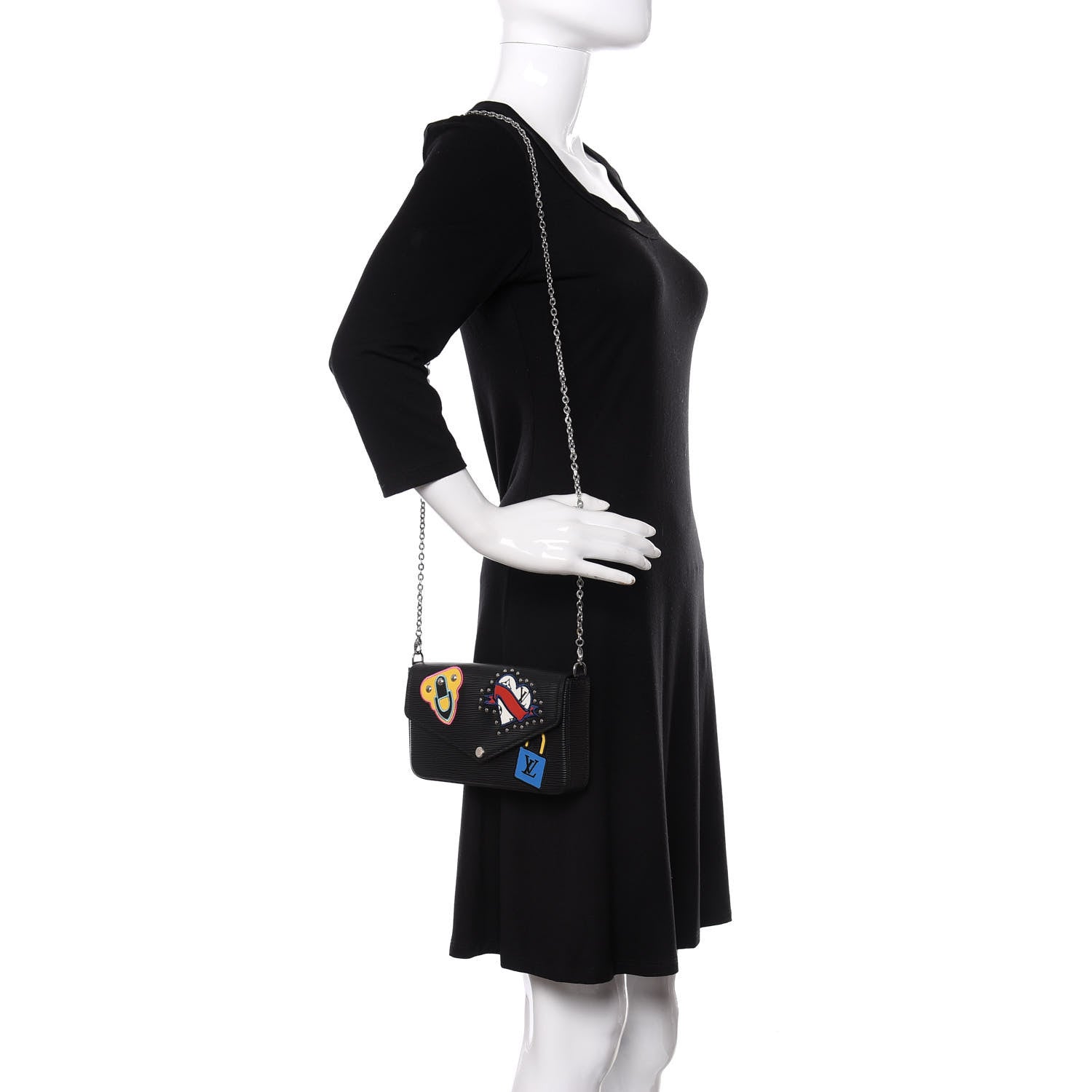 Louis Vuitton Epi LV Stories Pochette Felicie Black 2 of 11