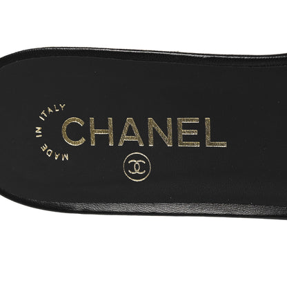 Chanel Lambskin Camellia CC Slides 40 Black 8 of 8