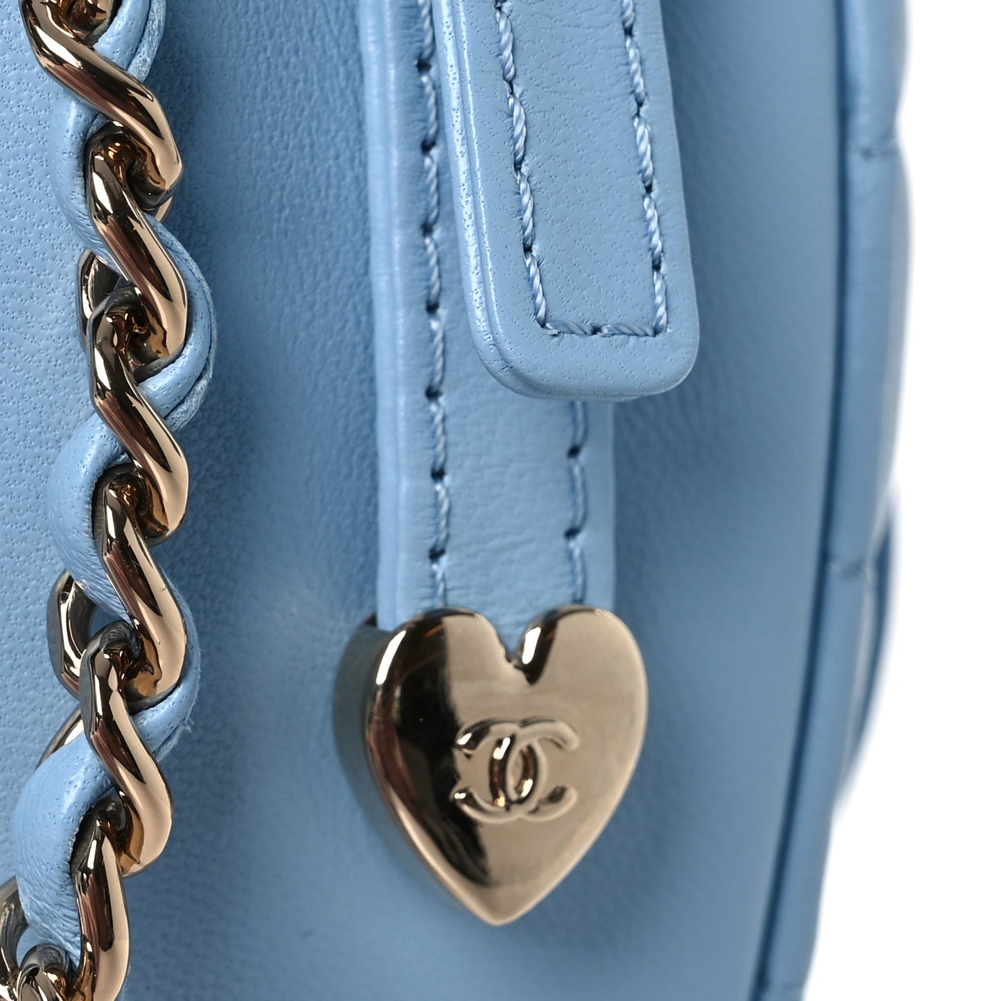 Lambskin Quilted CC In Love Heart Bag Light Blue