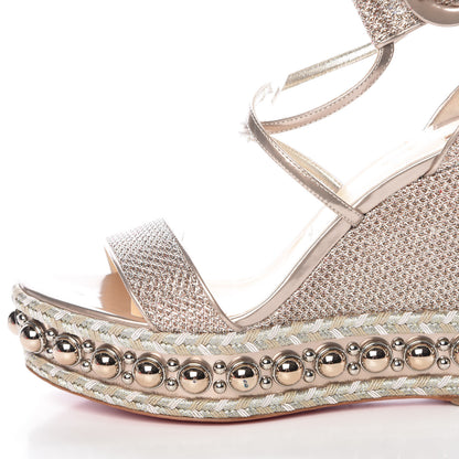 Christian Louboutin Lurex Chocazeppa 120 Platform Wedge Sandals 40 Lupin 9 of 9