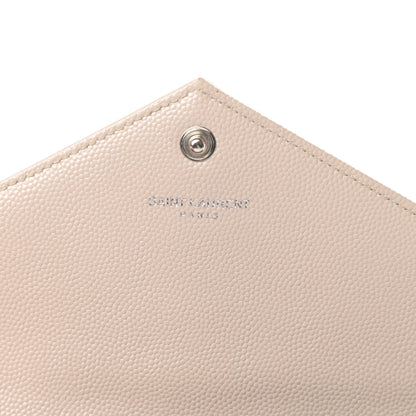 Saint Laurent Grain De Poudre Matelasse Chevron Monogram Envelope Chain Wallet Nude Powder 6 of 17