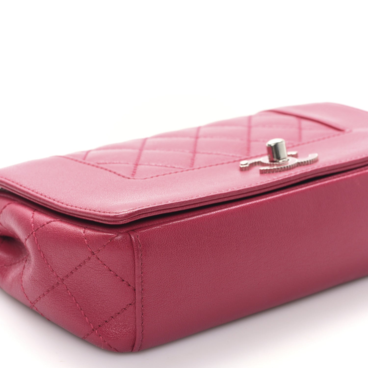 Chanel Iridescent Sheepskin Quilted Small Vintage Mademoiselle Flap Dark Pink 8 of 9