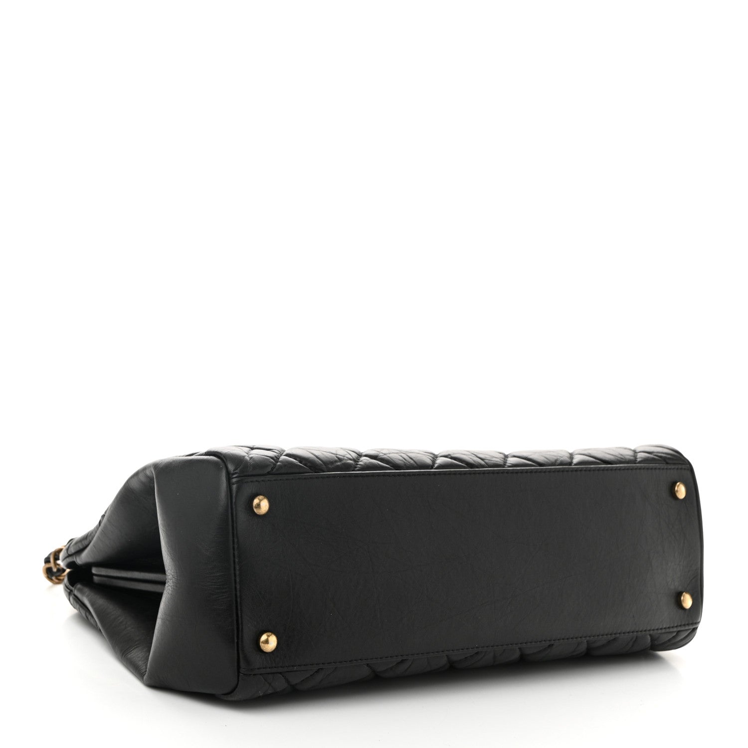 Chanel Aged Calfskin Large Just Mademoiselle Bowling Bag Black 4 of 10