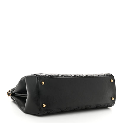 Chanel Aged Calfskin Large Just Mademoiselle Bowling Bag Black 4 of 10