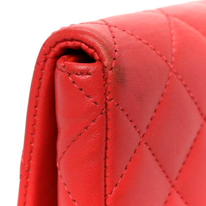 Chanel Lambskin Quilted Flap Clutch Red 10 of 10
