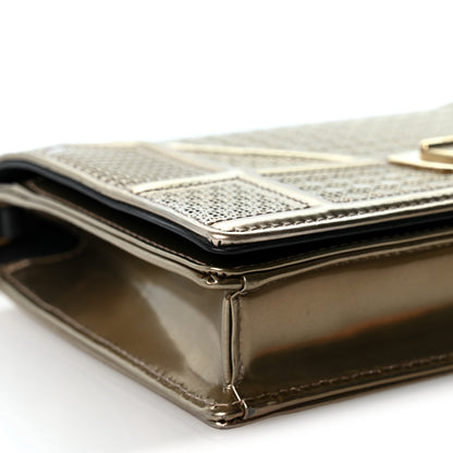 Christian Dior Metallic Patent Micro-Cannage Diorama Wallet on Chain Pouch Gold 8 of 9