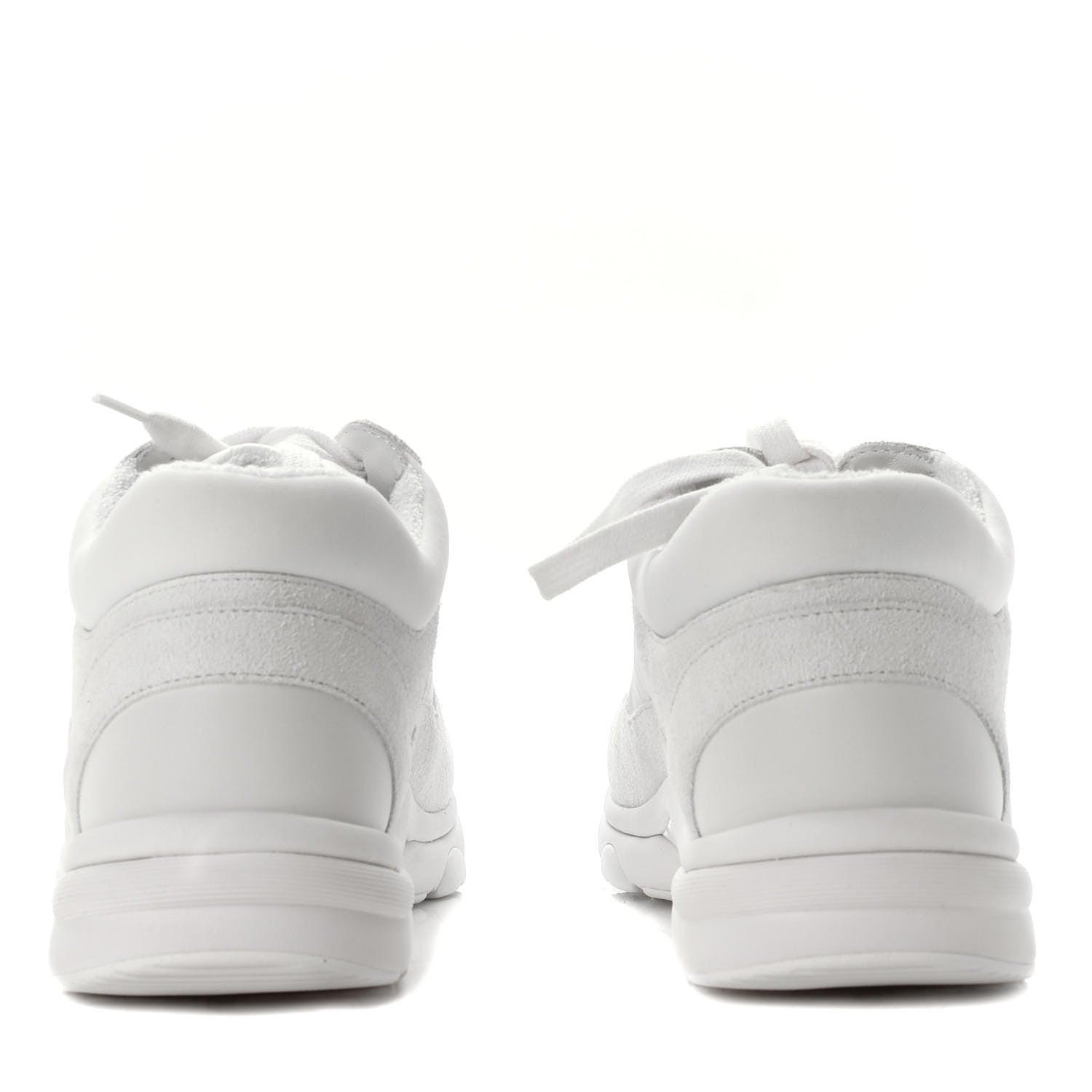 Chanel Suede Calfskin Fabric CC Sneakers 37.5 White 5 of 6