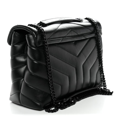 Saint Laurent Calfskin Y Quilted Monogram Monochrome Small Loulou Chain Satchel Black Black 3 of 10