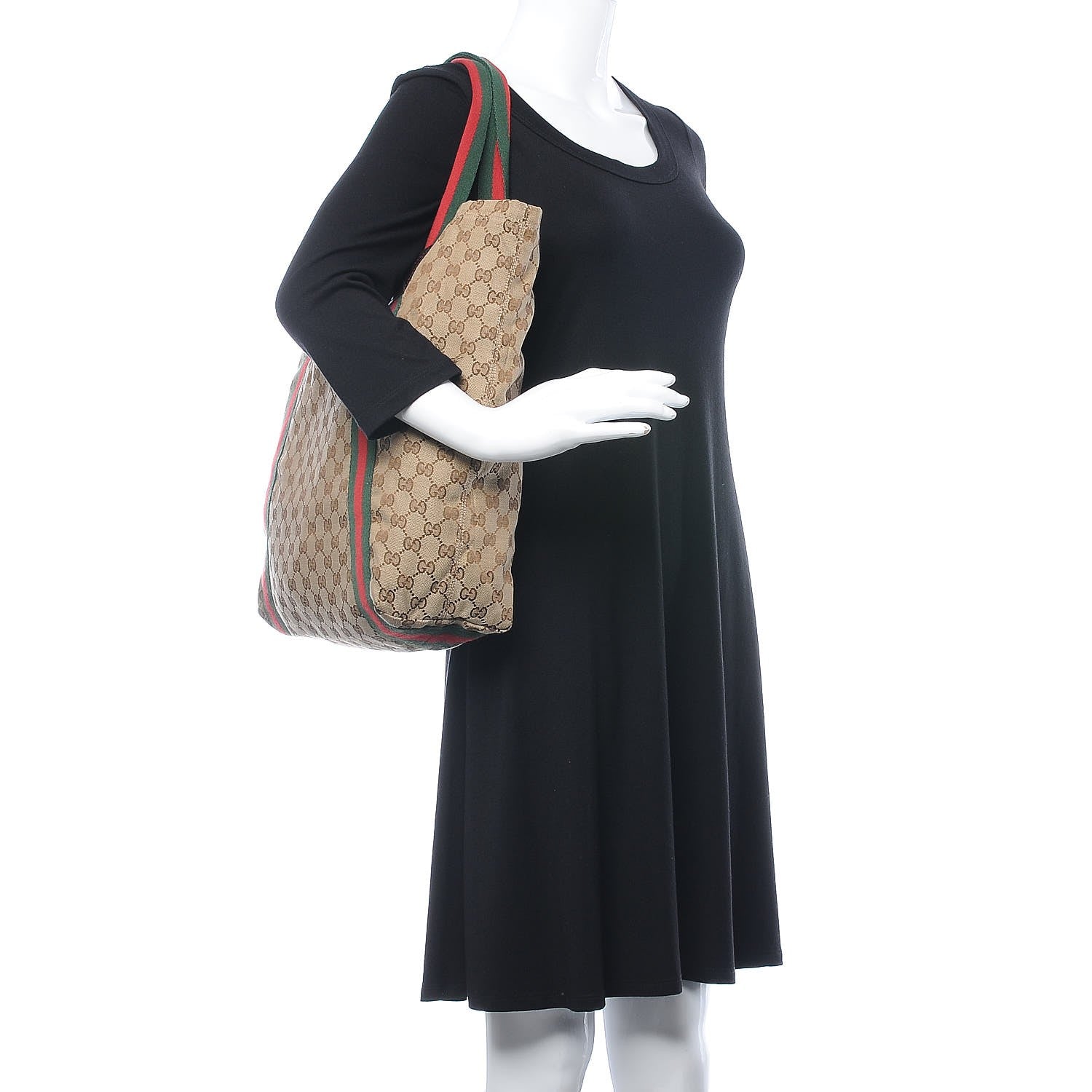 Gucci GG Monogram Medium Web Handle Vertical Tote Dark Brown 2 of 7