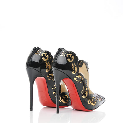 Christian Louboutin Patent Mesh Lasercut Mandolina 120 Booties 36.5 Black 4 of 6