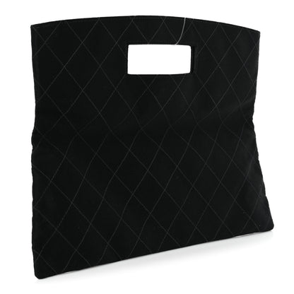 Chanel Satin Stitched Cutout Handle Clutch Black 3 of 8