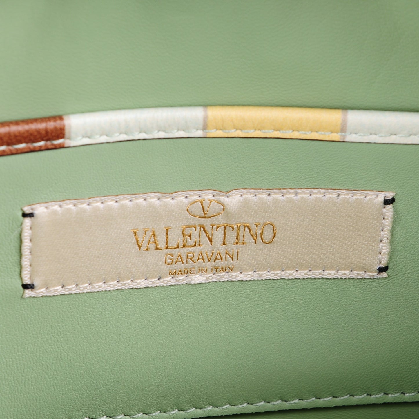 Vitello Native Couture 1975 Rockstud Camera Crossbody Bag Green Multicolor