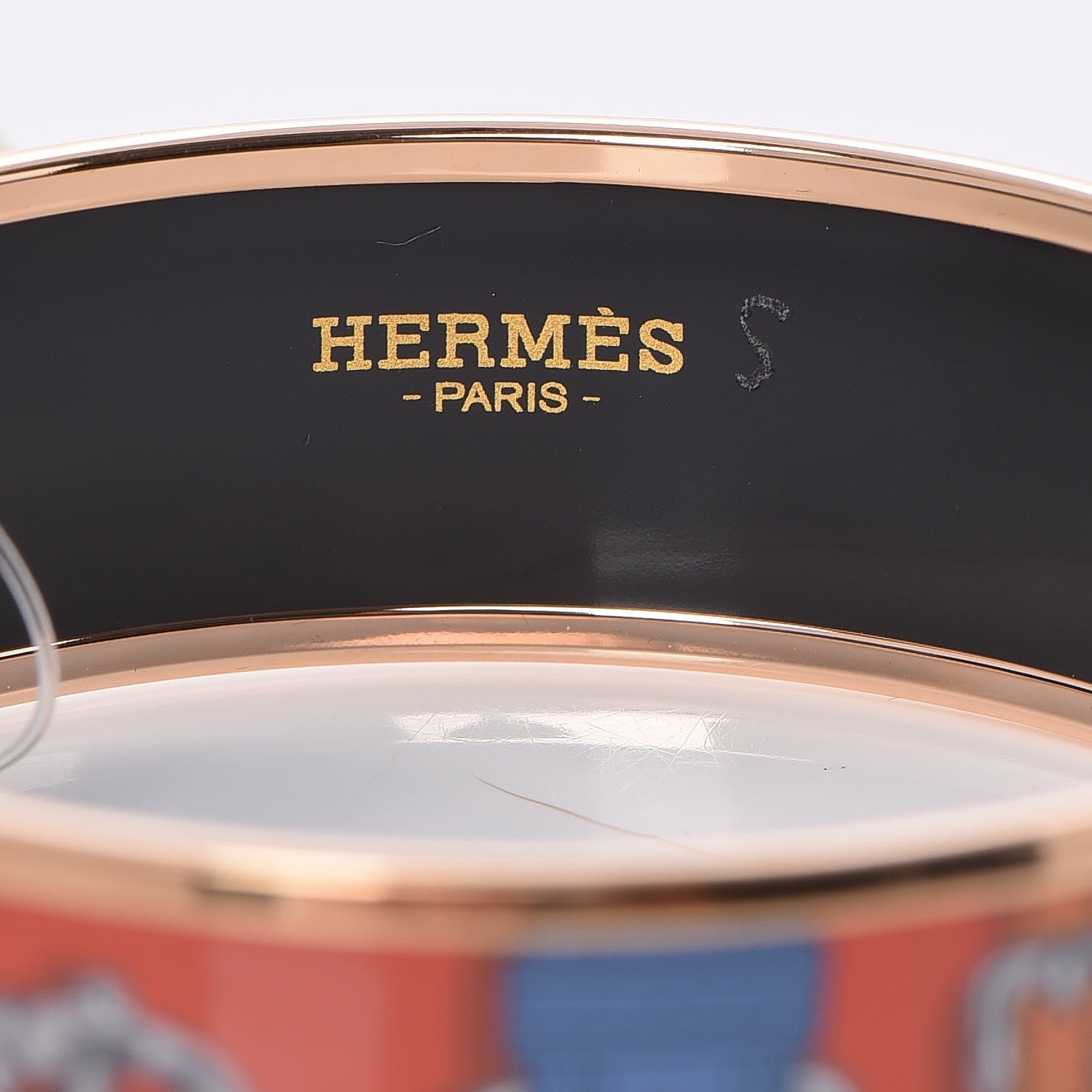 Hermes Enamel Printed Harnais Des Presidents Wide Bracelet 62 Folk 5 of 6