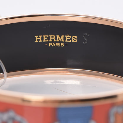 Hermes Enamel Printed Harnais Des Presidents Wide Bracelet 62 Folk 5 of 6