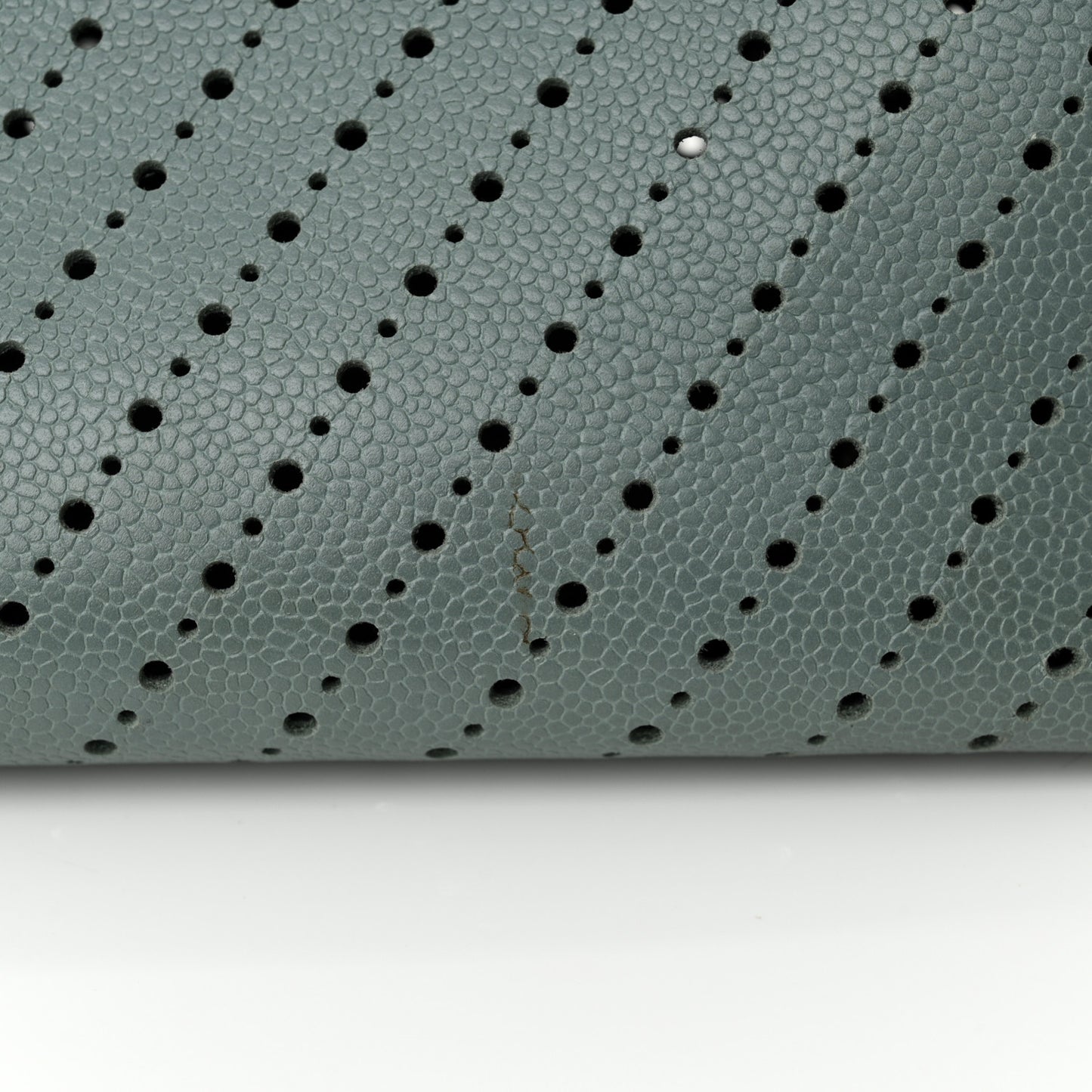 Perforated Grained Calfskin Small Shopping Tote Green