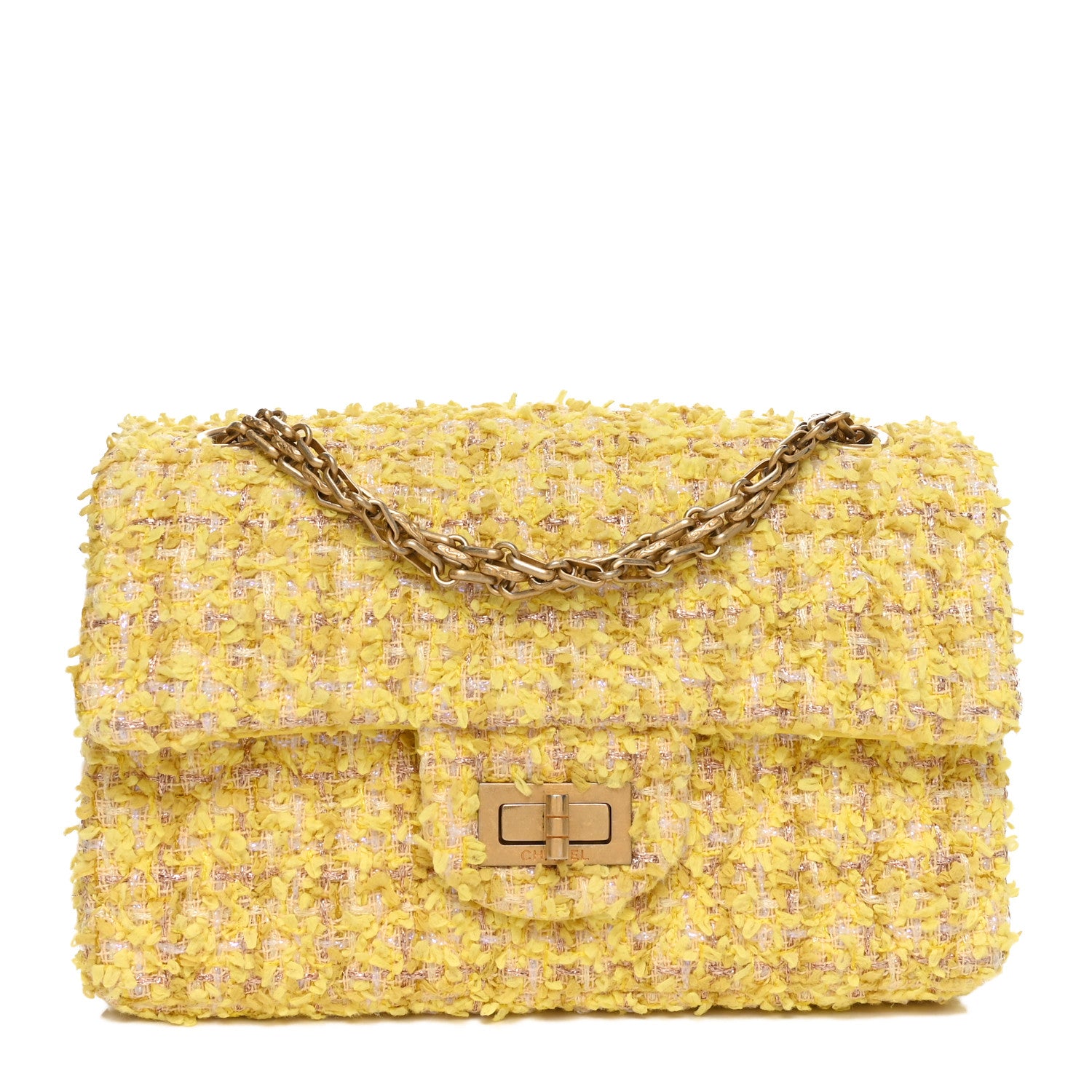 Chanel Tweed Quilted 2.55 Reissue Mini Flap Yellow 1 of 10