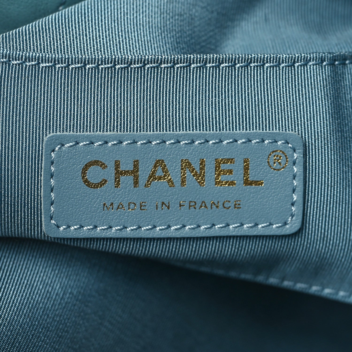 Chanel Lambskin Quilted Antique Signs Drawstring Bag Blue 6 of 9