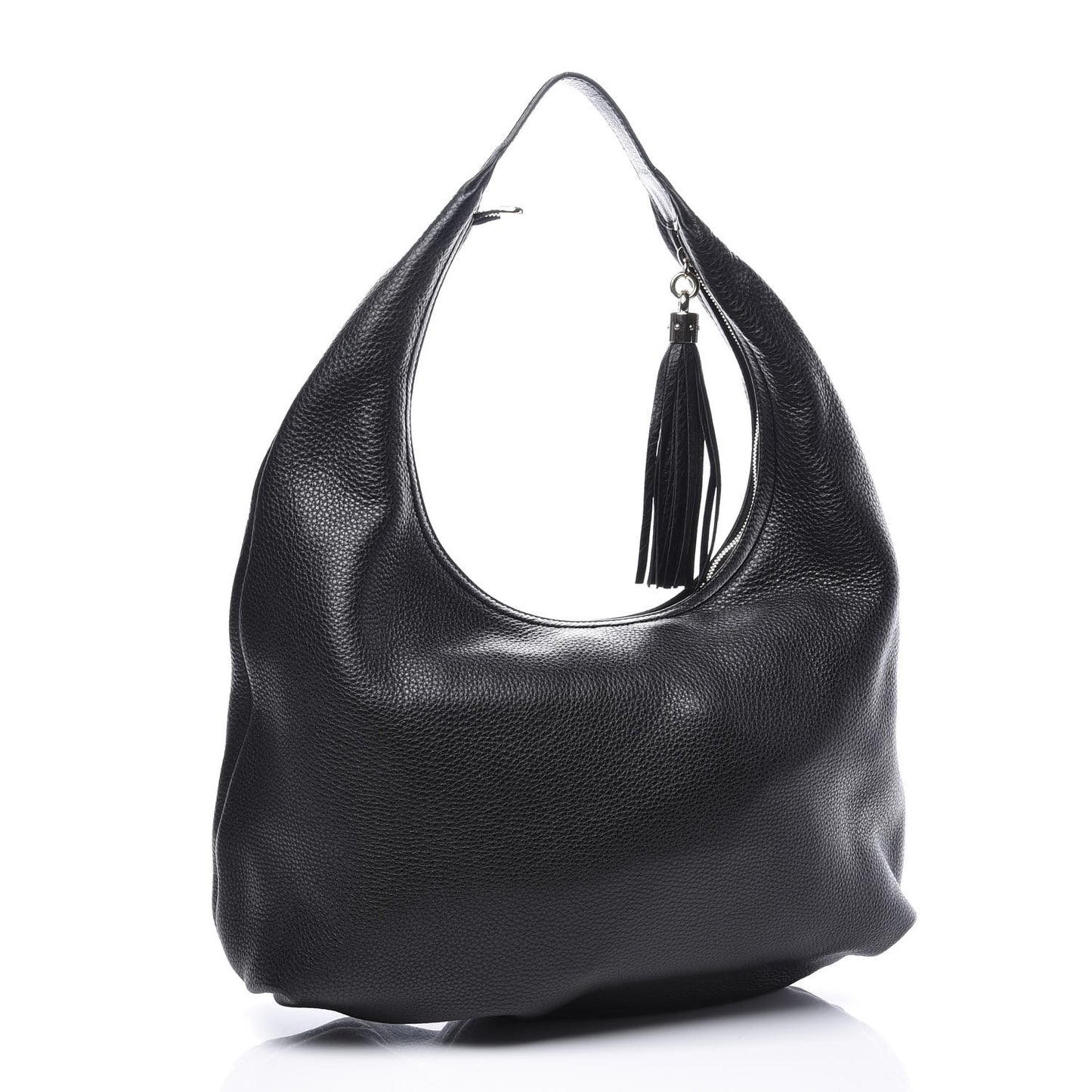 Pebbled Calfskin Large Soho Hobo Black
