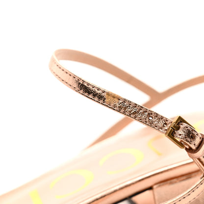 Gucci Metallic Nappa Braided Ketty Horsebit Sandals 38 Salmone 9 of 10