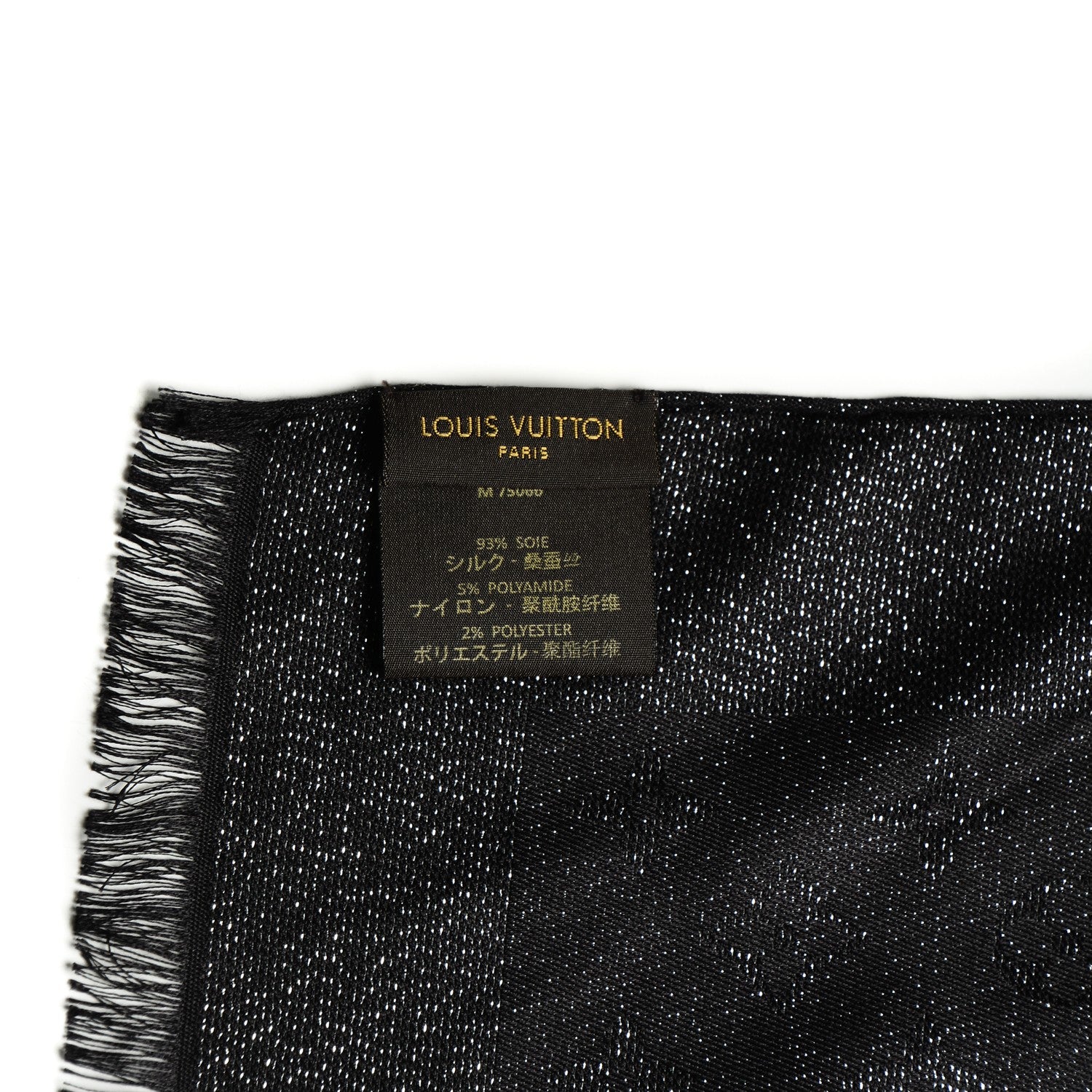 Louis Vuitton Silk Monogram Scarf Black 5 of 6