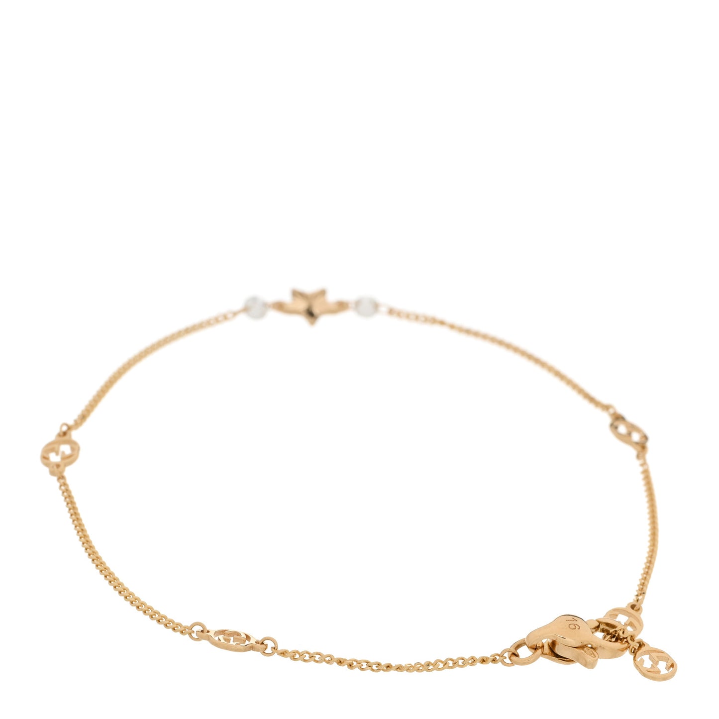 18K Yellow Gold Diamond Star GG Station Bracelet