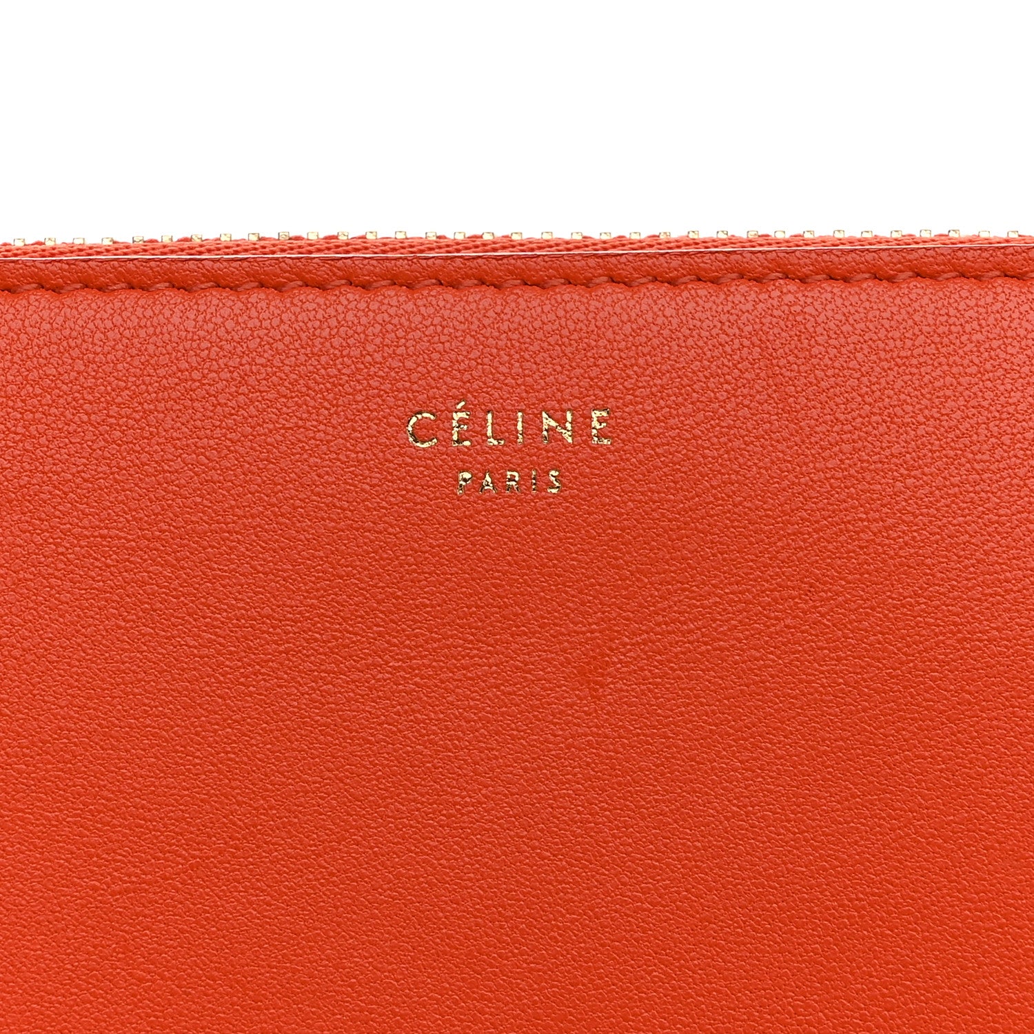 Celine Lambskin Large Zip Around Multifunction Wallet Red Orange 6 of 9