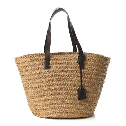 Saint Laurent Raffia Calfskin Medium Panier Tote 1 of 9
