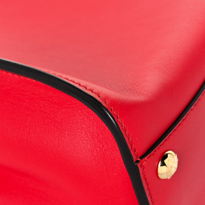 Fendi Vitello Seta Canvas FF Embroidered Mini Peekaboo Iconic Satchel Rosso Cardinale Multicolor 7 of 14