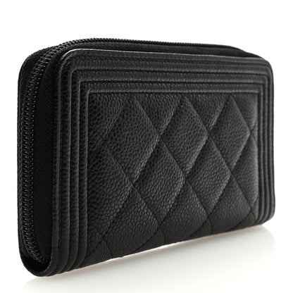 Chanel Caviar Quilted Small Boy Zip Around Wallet Black 3 of 6