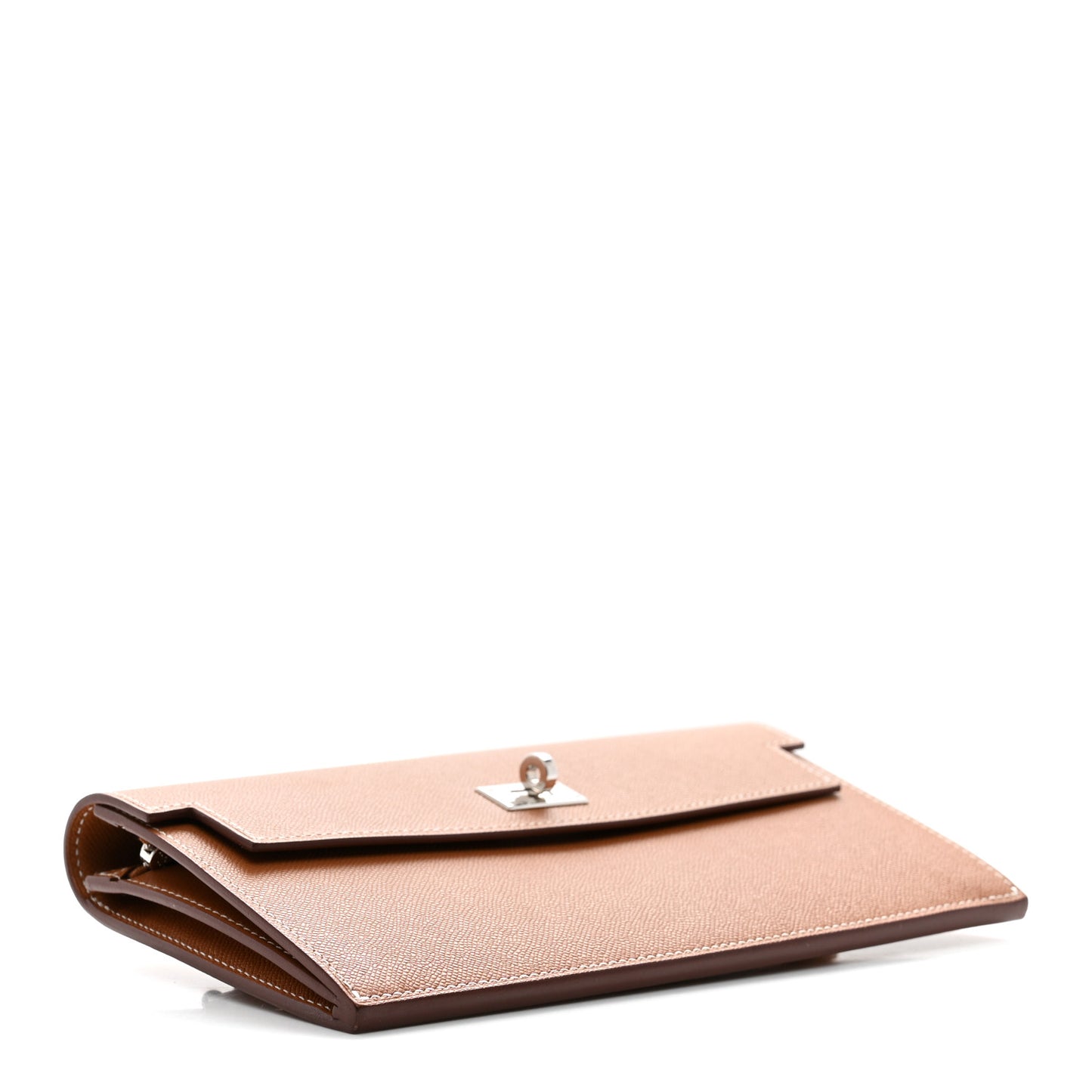 Madame Calfskin Kelly Pocket Long Wallet Gold