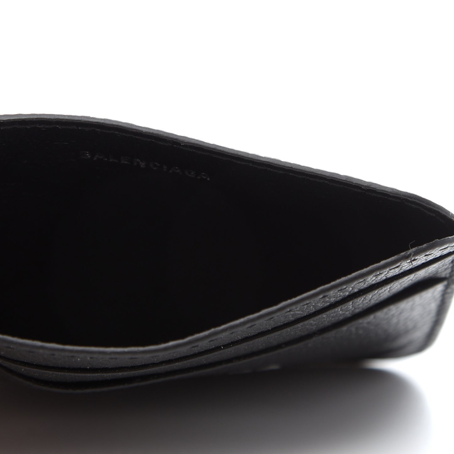 Grained Calfskin Logo Cash Rounded Card Holder Black White