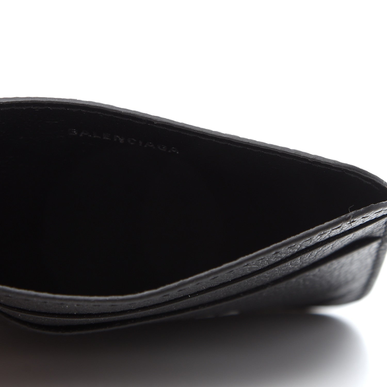 Balenciaga Grained Calfskin Logo Cash Rounded Card Holder Black White 5 of 8
