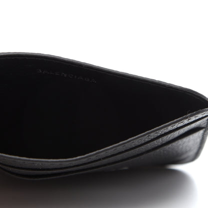 Balenciaga Grained Calfskin Logo Cash Rounded Card Holder Black White 5 of 8