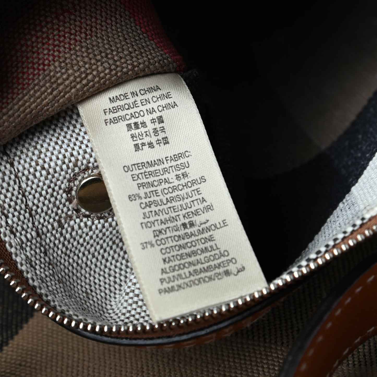 Canvas Mega Check Medium Tottenham Brit Tote Saddle Brown