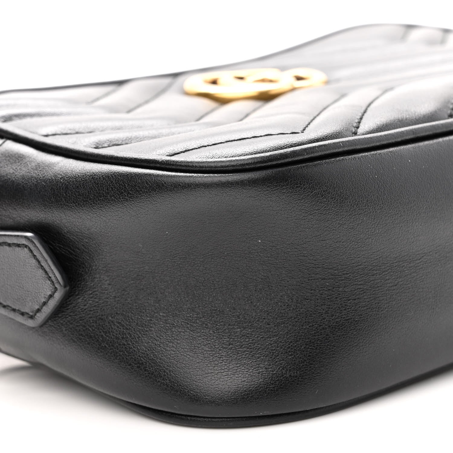 Gucci Calfskin Matelasse Mini GG Marmont Chain Shoulder Bag Black 9 of 12