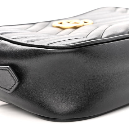 Gucci Calfskin Matelasse Mini GG Marmont Chain Shoulder Bag Black 9 of 12