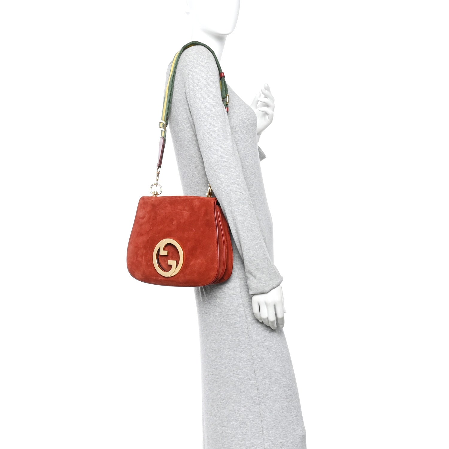 Gucci Suede Talco Roxy Calfskin Web Medium Blondie Shoulder Flap